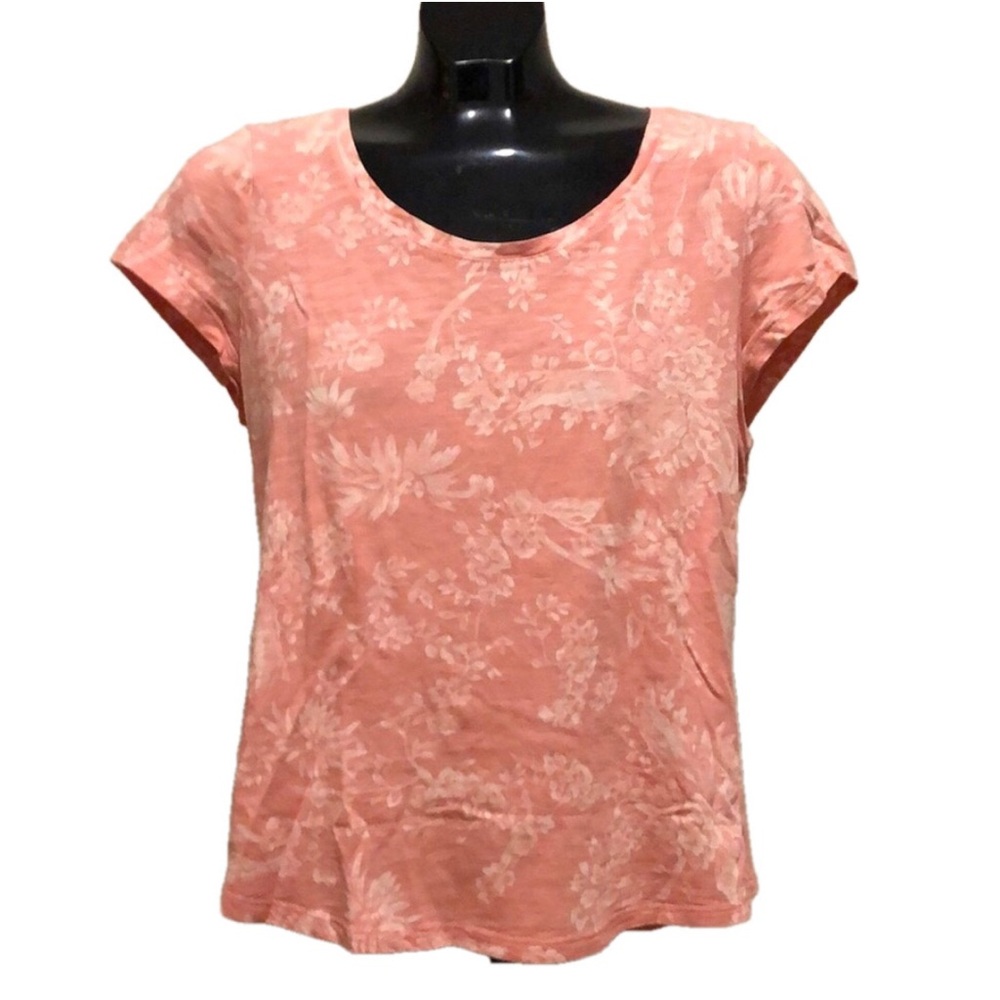 Pink and White Floral Pattern Casual T-Shirt